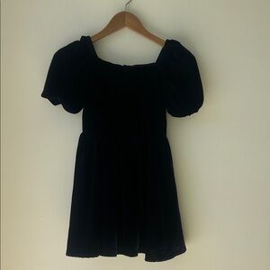 Janie and Jack Black Velvet Puff Sleeve Square Neck Dress